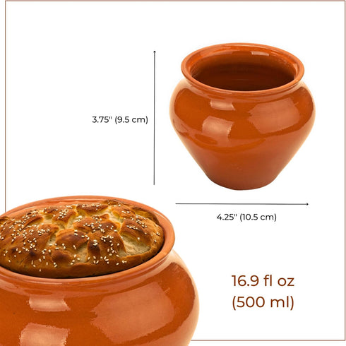 Stoneware Ramekin with Lid 17 fl oz 500 ml Clay Pot for Cooking, Dutch Oven, and Earthenware Rice Pots