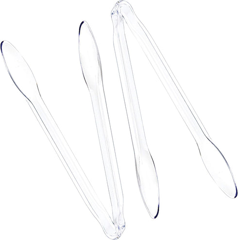 Plasticpro Disposable Plastic Serving Tongs, 12'' Durable Heavy Duty Premium Serving Utensils, Clear Pack of 2