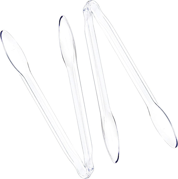 Plasticpro Disposable Plastic Serving Tongs, 12'' Durable Heavy Duty Premium Serving Utensils, Clear Pack of 2