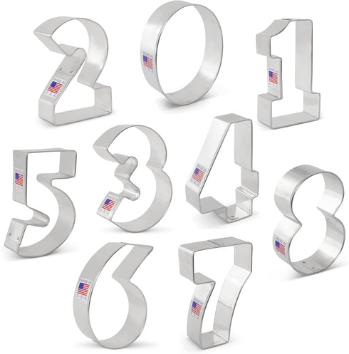 Ann Clark Cookie Cutters Number Cookie Cutters, 9-Pc. Set Made in USA