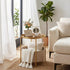 danpinera Round Side Table with Fabric Storage Basket, Metal Side Small Bedside Table Nightstand with Removable Tray