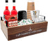 Farmhouse Coffee Station Organizer Basket for Countertop, Wooden Tray for Coffee Supplies, Sugar, Syrup, Tea (Brown)