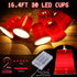 2 Pack 16.4FT 30 Hiboom LED Red Cup String Lights, Trailer Park Party Decorations, Battery Operated Mini Shot Cups