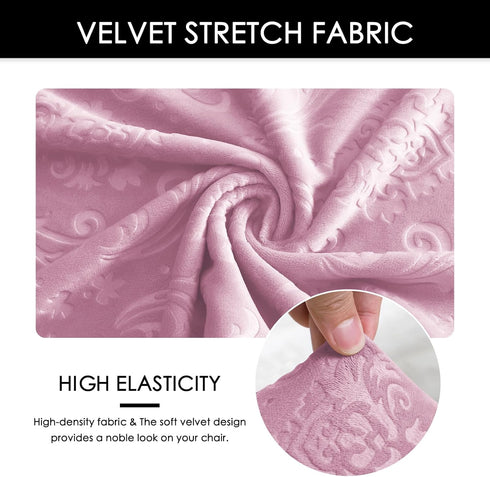 Armless Criss Cross Chair Cover Pink Chair Slipcover Office Desk Chair Covers Velvet Embossing Mid Back Wide Seat