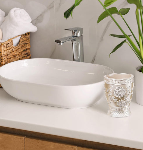 Popular Bath 942705 Rose Vine Tumbler, Beige-Taupe