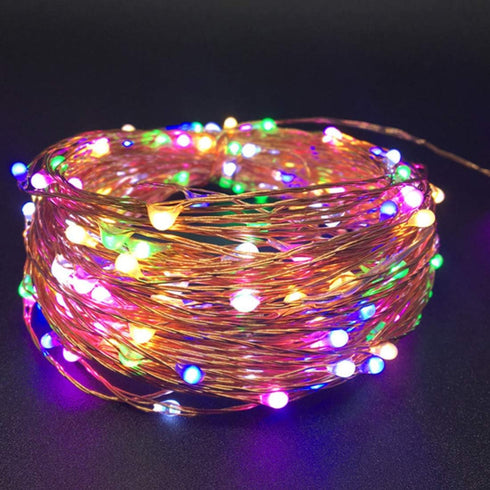 Amants01 Lights,32.8ft 100LEDs 12 Sound Activated LED Music String Modes Waterproof Copper Wire Multicolor AA Battery