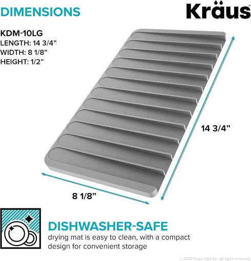 Kraus Self-Draining Silicone Dish Drying Mat, Trivet for Kitchen Counter in Dark Blue, KDM-10DB