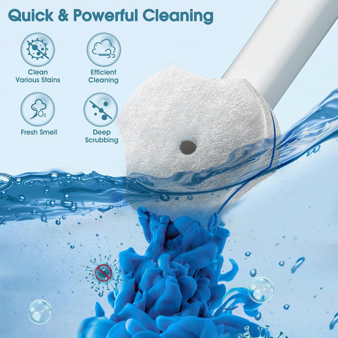 Disposable Toilet Brush with 48 PCS Refills - Toilet Cleaning System, Brush, Storage Caddy, and Refill Heads for
