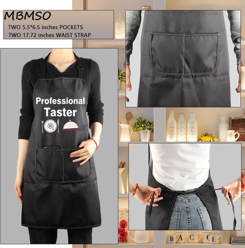 MBMSO Funny Cooking Aprons for Couples - Professional Chef and Taster Matching Apron with Pockets