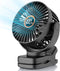 TUNISE Mini Clip on Fan, Battery Operated Desk Fan, Digital Display, 3 Speeds Adjustable, 360° Adjustable, Portable Fan