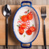Vintage Style Ceramic Casserole Dish - Flower and Butterfly Ladybug Pattern Baking Pan - 1 PCS - Small Oval with Handles