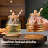 ASTRQLE 16.7 Oz Glass Honey Jar with Dipper and bamboo Lid Honey Pot Honey Container Holder Syrup Dispenser for Home