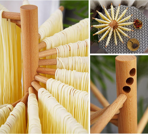 Valdus Wood Collapsible Homemade Household Noodle Dryer Rack Hanging Pasta Drying Rack for Home Kitchen