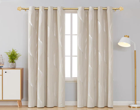 HOTOZON Heavy Duty Curtain Rod Gold, 32 to 58 Inch Decorative Single Drapery Rod with Exquisite Twisted Finials
