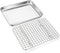 9 Inch Baking Tray Pan & Cooling Rack Set, Joyfair Stainless Steel Toaster Oven Pan with Grid Rack for Cookies, Meats