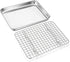 9 Inch Baking Tray Pan & Cooling Rack Set, Joyfair Stainless Steel Toaster Oven Pan with Grid Rack for Cookies, Meats