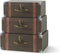 Soul & Lane Set of 3 Cardboard Suitcase Boxes with Handle, Brown Travel-Themed Paperboard Boxes for Decoration