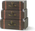 Soul & Lane Set of 3 Cardboard Suitcase Boxes with Handle, Brown Travel-Themed Paperboard Boxes for Decoration
