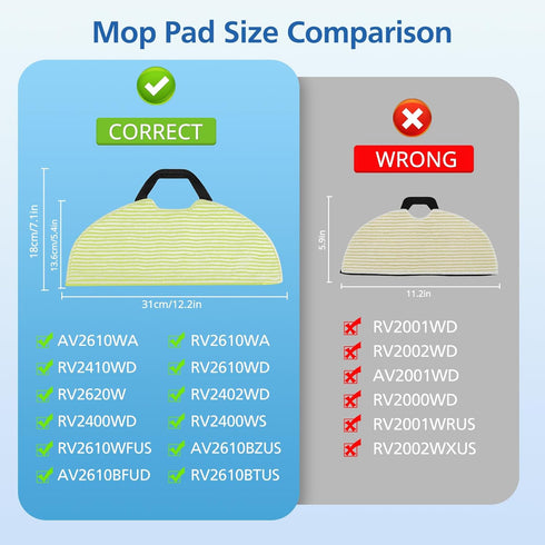 AV2610WA RV2610WA Vacuum Mop Replacement Pads, Washable Microfiber Soft Pads for Shark Robot Vacuum