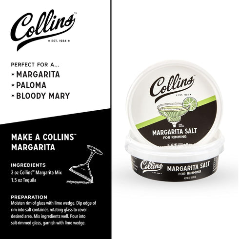 White Margarita Salt Rimmer for Cocktails, Glass Rimming Salt for Margarita, Bloody Mary, Manhattan Drinks, 6oz