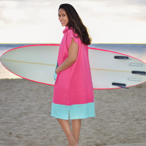 Sea Aloha 100% Surf Poncho for Women - Hooded Towel for Adults - Cotton Beach Changing Cover-Up for Surf, Beach, Pool