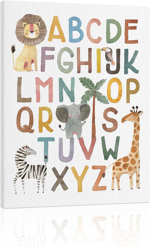 ABC Poster Nursery Wall Decor: Boho Alphabet Art for Classroom Wall, Safari