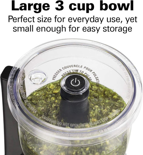 Hamilton Beach Electric Vegetable Chopper & Mini Food Processor, 3-Cup, 350 Watts, for Dicing, Black (72850)