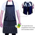 Kitchen Cooking Apron for Women and Men, Adjustable Chef Bib with Pockets - 32" x 28" - Black/White Pinstripe