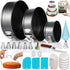 RFAQK 100pcs Cake Pan Sets for Baking, 3 Non-Stick Springform Pans Set, Icing Tips, Cake Leveler