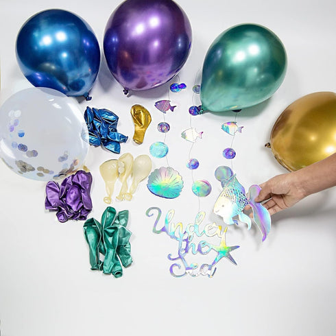 Cheerland Under the Sea Party Garlands, Iridescent Mermaid Birthday Decorations Balloon Garland for First Birthday