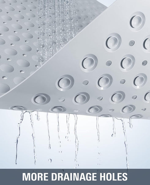 34.3" 23.3" Yolife Extra Large Shower Mat, L x W TPE Anti Slip Stand Up Shower Mat with Drain Holes and Suction Cups