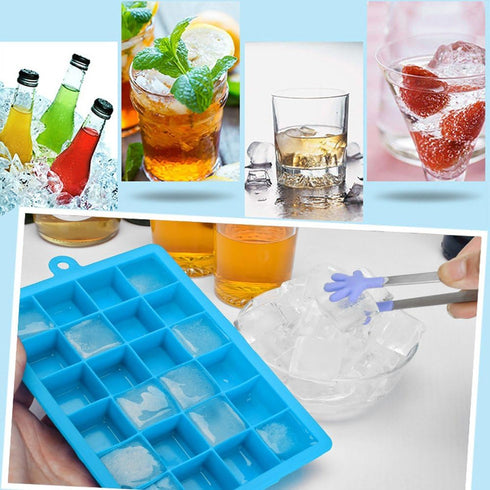 Ice Cube Tray, Silicone Square Ice Trays Easy Release Stackable Mold with Removable Lid, 24 Cavity (2 Pack)