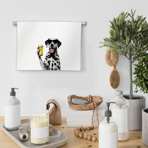 Set 2, Decor(16x24Inch) Dalmatian Gifts Wine Kitchen Towels of Gifts for Dalmatian Dog Wine Lovers Decorative Hand Dish