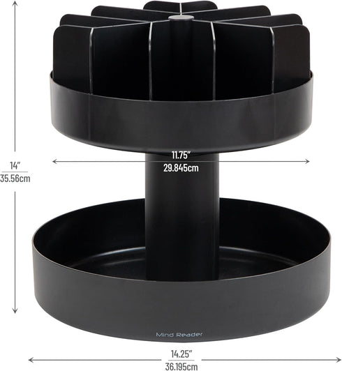 Mind Reader 2-Tier Snack Carousel, Countertop Organizer, Snack Tray, 14.25"L x 14.25"W x 14"H, Black