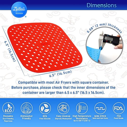 Reusable Silicone Air Fryer Liners, Easy Clean Accessories with Magnetic Cheat Sheet, Non-Stick Parchment Paper