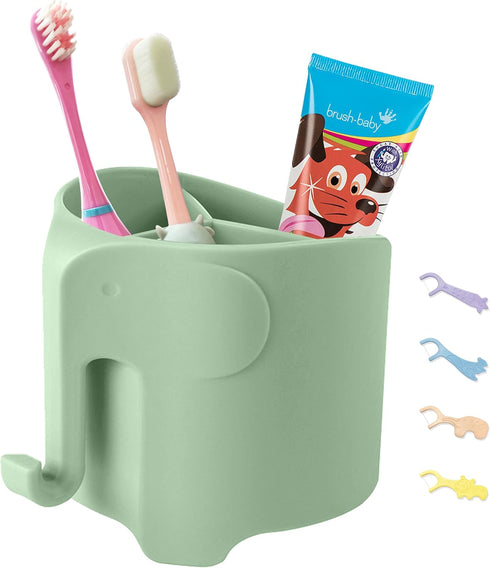 Kids Toothbrush Holder, Cute Elephant Toothbrush Holders for Toddler, Toothbrush Toothpaste Holder