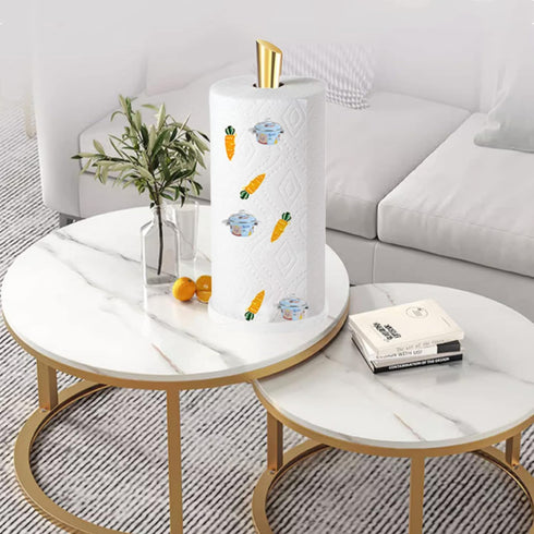 Gold Paper Towel Holder Countertop - Marble Paper Towel Holder for Kitchen & Bathroom, Stainless Steel for Easy
