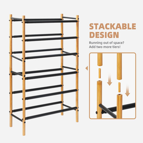 16 Closet, 4 STORAGE MANIAC Expandable Shoe Rack, Pairs Stackable Small Shoe Rack, Metal Adjustable Shoes Organizer