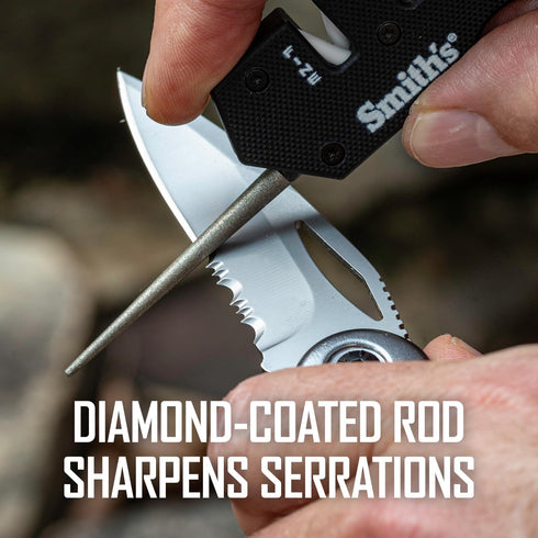 Smith’s Pocket Pal Tactical Knife Sharpener, 2 Stage Sharpener & Diamond Rod, Compact & Lightweight for Outdoor