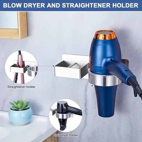 Hair Dryer Holder Wall Mounted, Hair Tool Organizer for Bathroom, Stainless Steel Hanger for Curling Iron