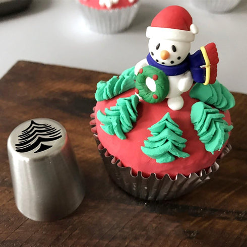 4 PCS Christmas Pastry Icing Piping Nozzles, Stainless Steel Russian Piping Tips Set