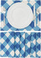 Set of 6 Blue and White Plaid Cloth Placemats, Washable Table Mats with Buffalo Design for Dining Table