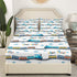 Set 3Pcs Sheet,2 Colorful Train Fitted Sheet Full Size Cartoon Car Bedding Blue Train Tracks Cloud Bed Sheet for Kids