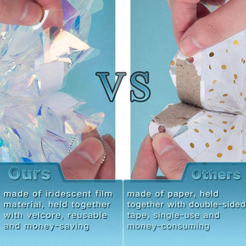BTSD-home Iridescent Party Decorations, Hanging Honeycomb Ball, Decorative Paper Fan, Snowflake Garlands for Birthday