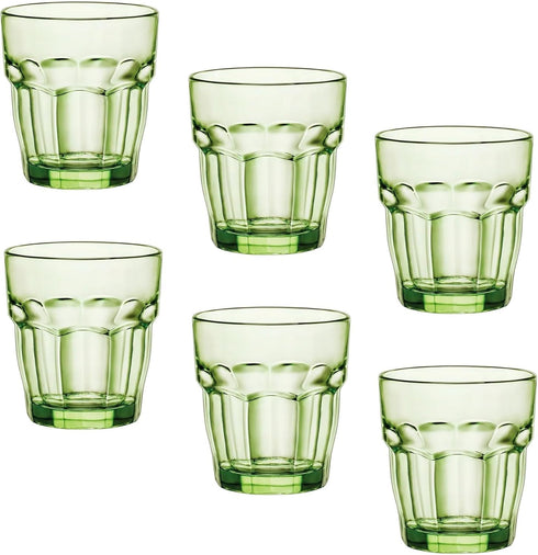 Bormioli Rocco Rock Bar 9.25 oz. Stackable Beverage Glasses, Set of 6, Mint Green