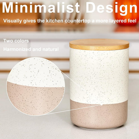 Yangbaga Canister Sets for Kitchen Counter, 80 OZ Large Ceramic Food Storage Jars with Airtight Lids