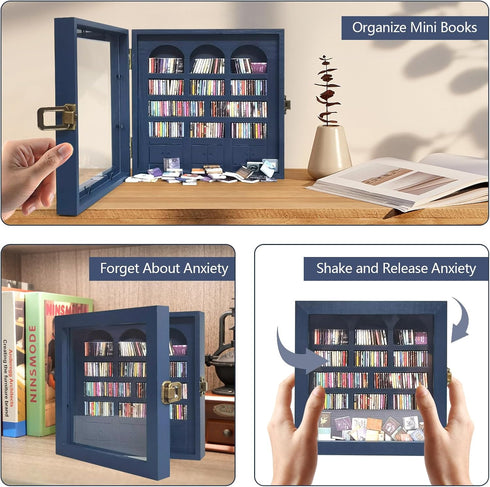 Anxiety Bookshelf Mini Books Display for Stress Relief and Fun Decor, Perfect Decorative Miniature Library for Book
