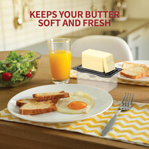 SIGNORA WARE Signoraware Wide Butter Dish with Lid Fits, Airtight, Stackable, BPA-Free Plastic, Microwave & Dishwasher