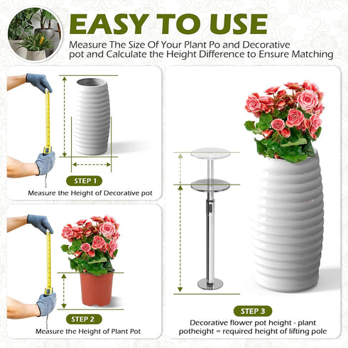 Hazztoll 19.5-32'' (6 810 Adjustable Plant Risers for Inside Pot, Planter Insert for Large Container, Rise Filler Riser