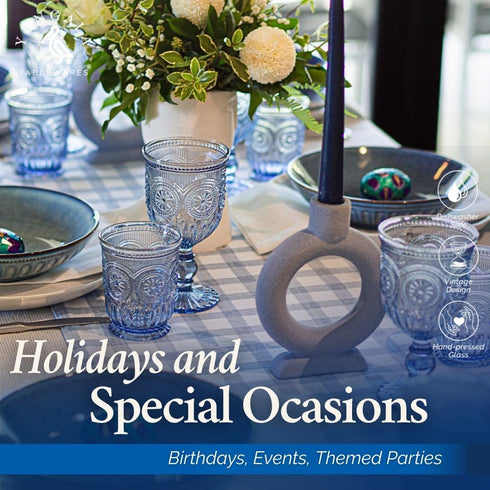 Yungala Blue Glassware Set of 6 Small Dishwasher Safe Colored Glasses, Matching Highball and Wine Glasses Available